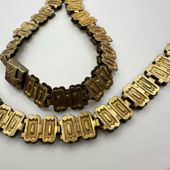 Antique Victorian Edwardian gold filled textured book chain 17.5" necklace - Picture 2 of 9